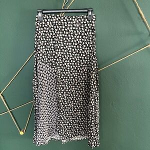 Elegant Black and White Floral Midi Skirt